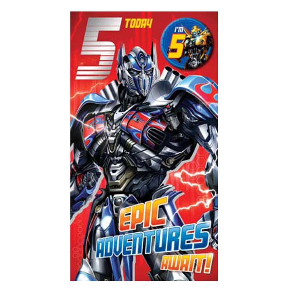 Transformers Age 5 Badged Birthday Card Multi,TR053
