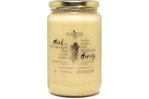 Oneroot 100% Canadian Wildflower Honey - 1kg / 2.2lbs, Unheated & Creamed - Nutrient-Rich, Natural Sweetener with Enzymes - Thick & Pure Raw Unfiltered Honey