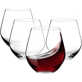 BENETI Premium Stemless Wine Glass | 18oz European Made Stemless Wine Glasses set 4 | Crystal Glass Cups For Red & White Wine