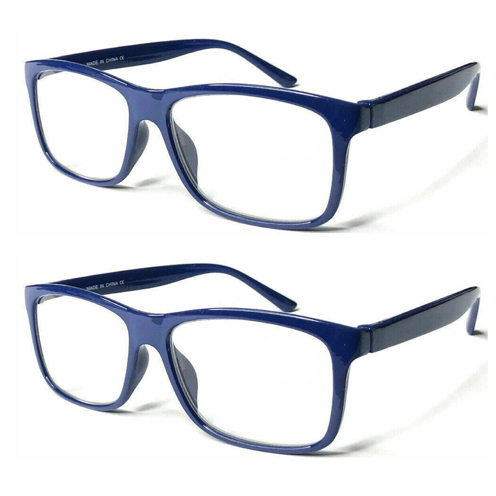 TWINKLE TWINKLE Big Lens Simple Plain Colourful Reading Glasses/Comfort Designed R140 (2 Pairs Navy, +4.00 Magnification)
