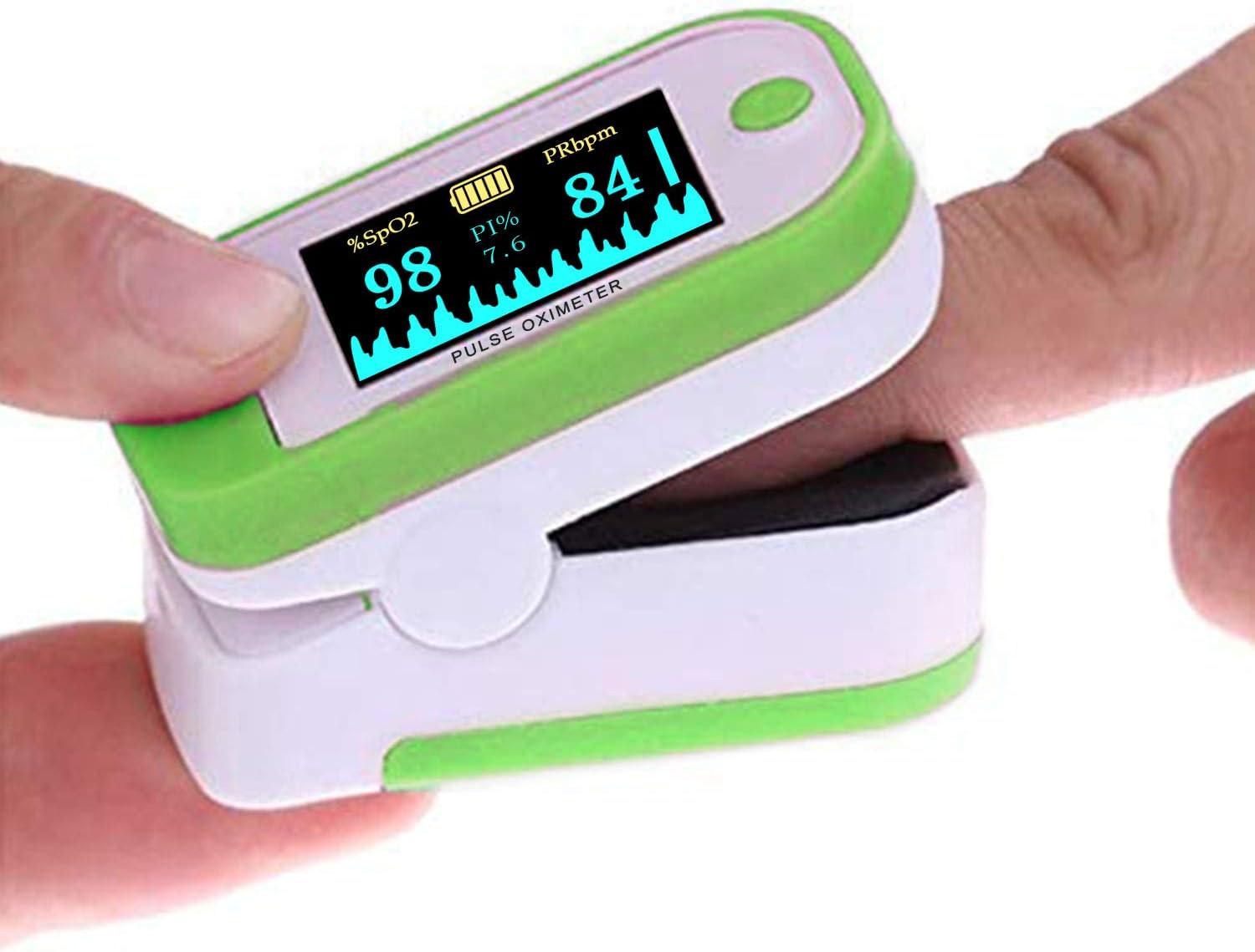 Blood Pulse Oximeter, Pulse Oximeter, Fingertip Pulse Oximeter Body Health Monitor with LED Display, Pulse Sensor Meter with Alarm and Pulse Rate Monitor (Green005)