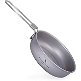 Boundless Voyage Titanium Frying Pan with Folding Handle Backpacking Pan | Ultra-light Outdoor Camping Skillet Griddle Tableware Titanium Plate Pan Ti15170B