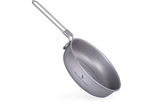 Boundless Voyage Titanium Ultralight Frying Pan with Folding Handle Outdoor Cookware Camping Skillet Griddle (Ti15170B)