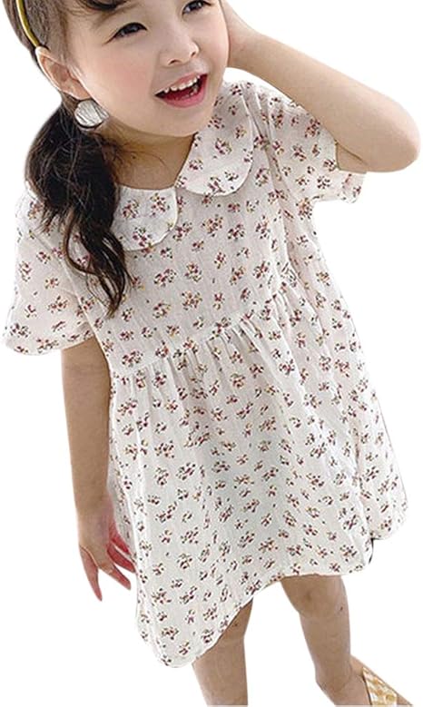 Amazon Co Jp Plus Nao プラスナオ ワンピース 半袖 襟付き キッズ服 子供服 女の子 花柄 フレアスカート ミニ丈 ショート丈 ハイウエスト 夏服 可愛い 服 ファッション小物