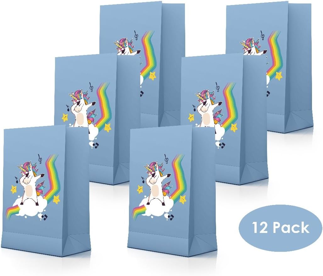 Unicorn Party Bags for Favors, Goodies Treats (12 Set) Super Cute | Perfect for Kids Unicornย Dab Rainbow Party Theme Bags & Goodies |ย Partyย Supplies Bags -Fill Bags with Treats, Toys or Games.