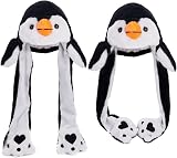 SUNHUITOY Black & White Penguin Plush Hat Moving Ears Cosplay Kids Adults Fun view 4