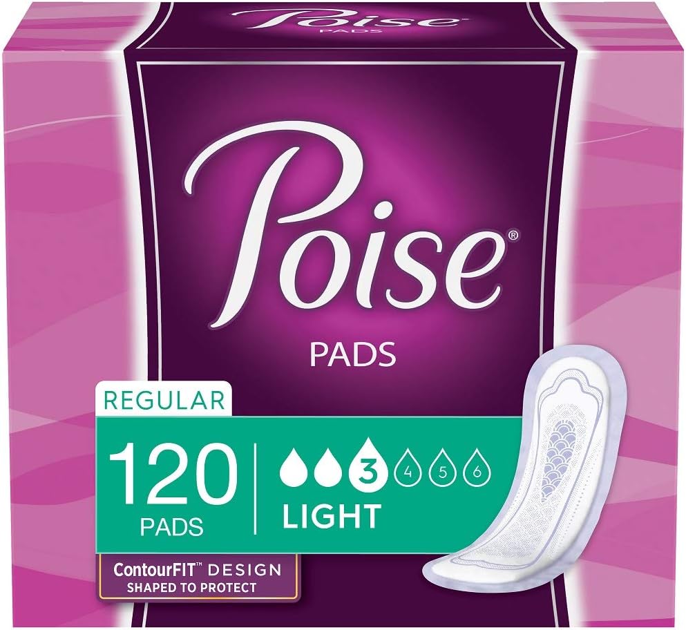 Poise Incontinence Pads, Light Absorbency, Regular Length, 120 Count (4 Packs of 30), Packaging May Vary: Health & Personal Care