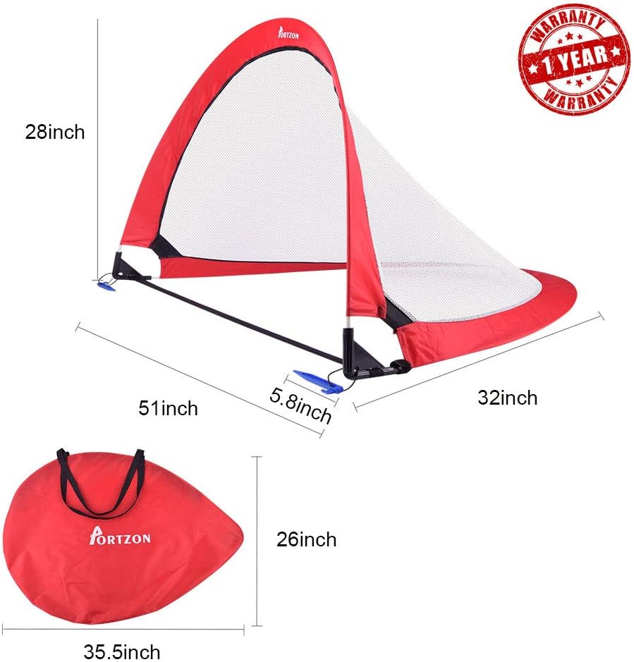 Portzon pop up Soccer Goal Set of 2，Soccer Goals for Backyard- Portable Soccer Nets with Carry Bag for Indoor & Outdoor Sports, Size 2 Pop Up Portable Soccer Goals : Sports & Outdoors