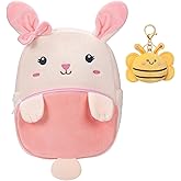 LJCTULY Mini Backpack for Women, Cute Animal Backpack Bunny Bag, Zoo Travel Bag with Bee Keychain
