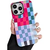 Vinlayss Compatible with iPhone 16 Pro Case(6.3") with Cute Colorful Checkered Pattern, Shockproof Slim TPU and Hard PC Protective Phone Case for Women Men - Colorful 2