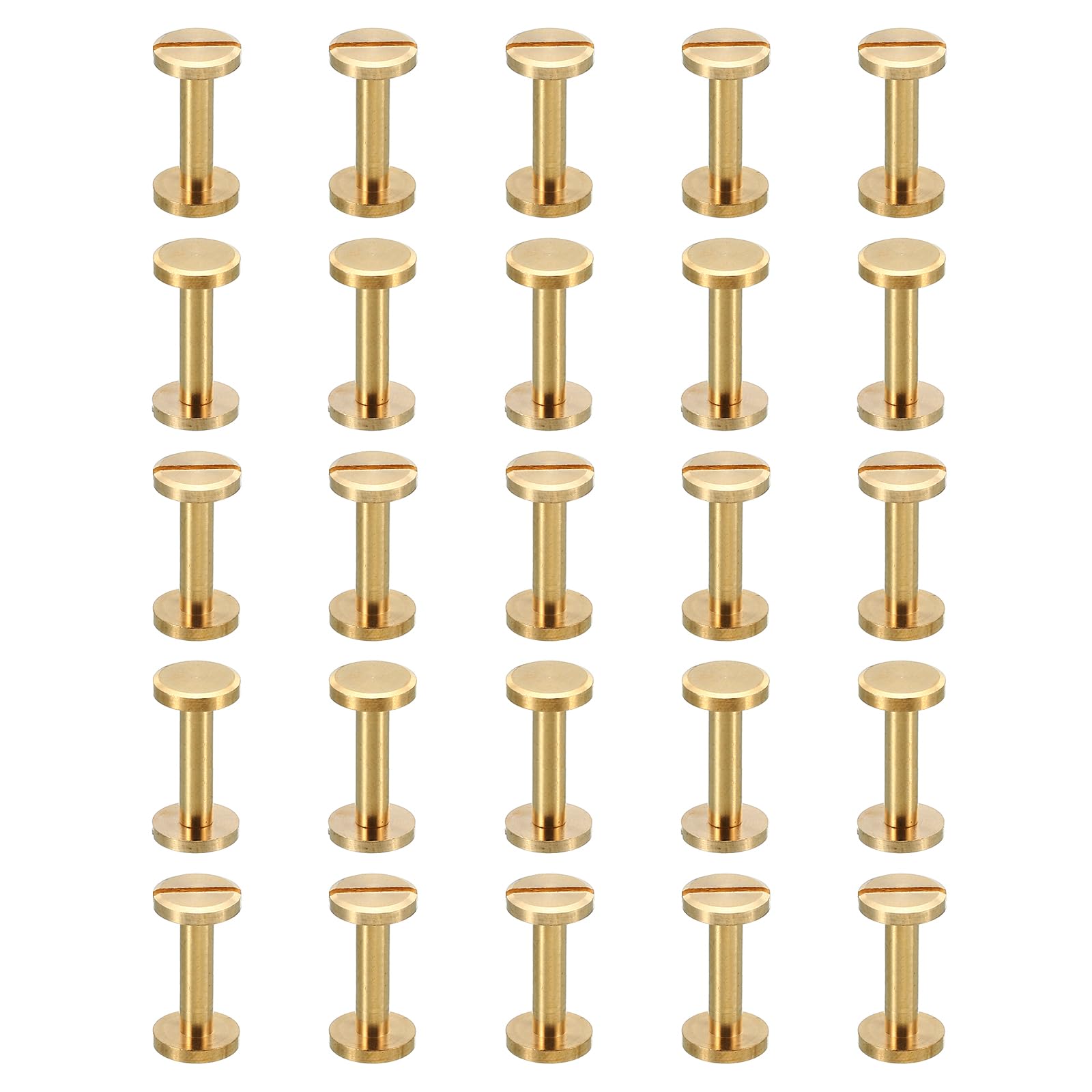 PATIKIL 25 Sets Chicago Screws, M4x18mm Chicago Screw Slotted Binding Post Screw Bolts Rivets Brass Fasteners Connectors for Leather Belt Scrapbook Photo Albums