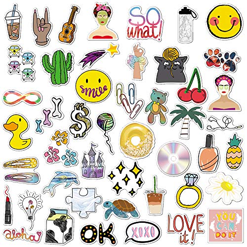 BOENFU Cute Vsco Stickers for Water Bottles, 47 Pack Laptop Stickers Trendy Aesthetic Stickers for Guitar Computer Phone, Water Bottles Stickers for Teens Girls