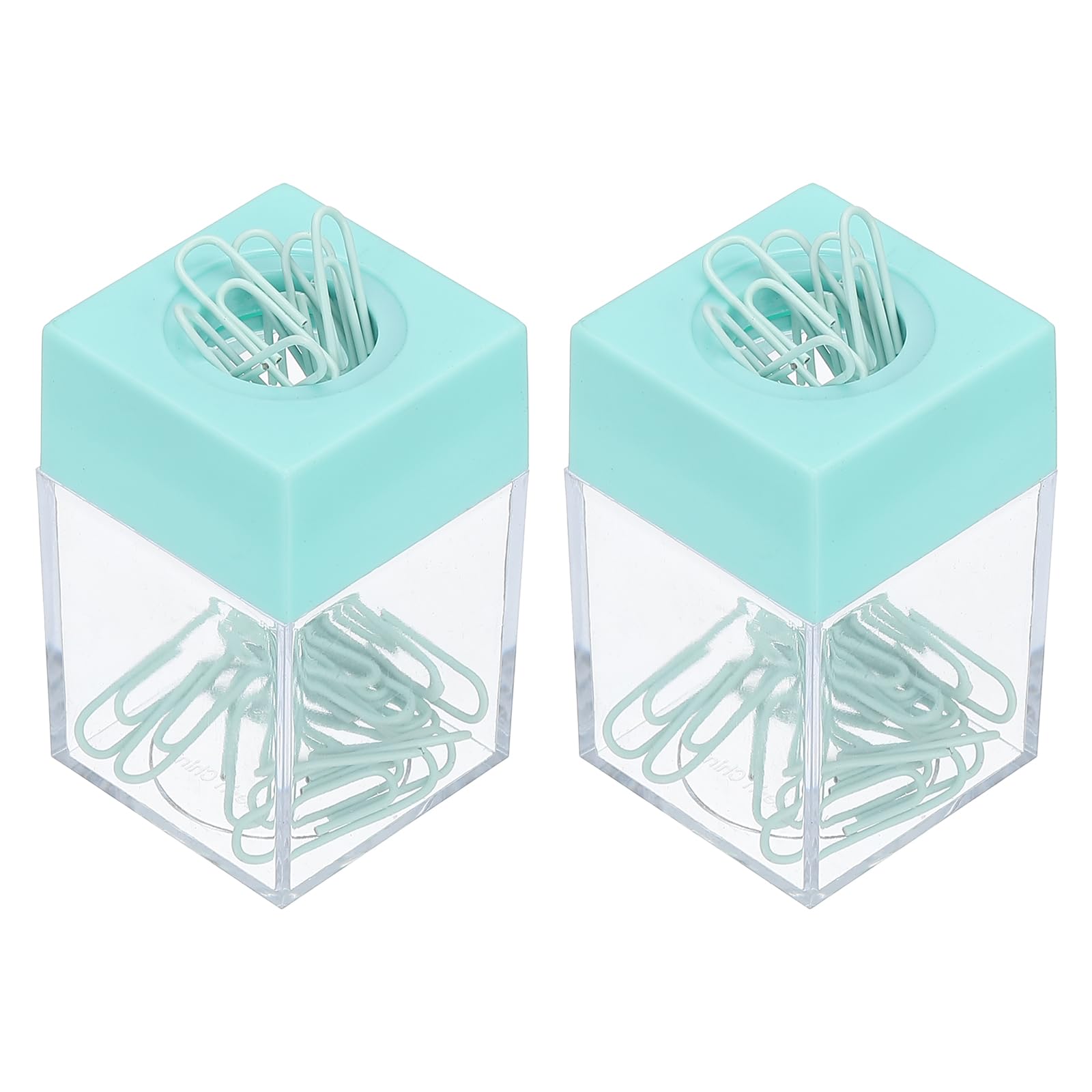 PATIKIL Magnetic Paper Clip Holder Dispenser, 2 Pcs Large Capacity Paper Clip Organizers with Magnetic Top for Desk Supplies, Office, Classroom, Home, Green