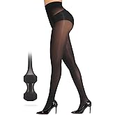 Amzshe Indestructible Rip Resistant Tights for Women Sheer Black Control Top Pantyhose with Reinforced Toes