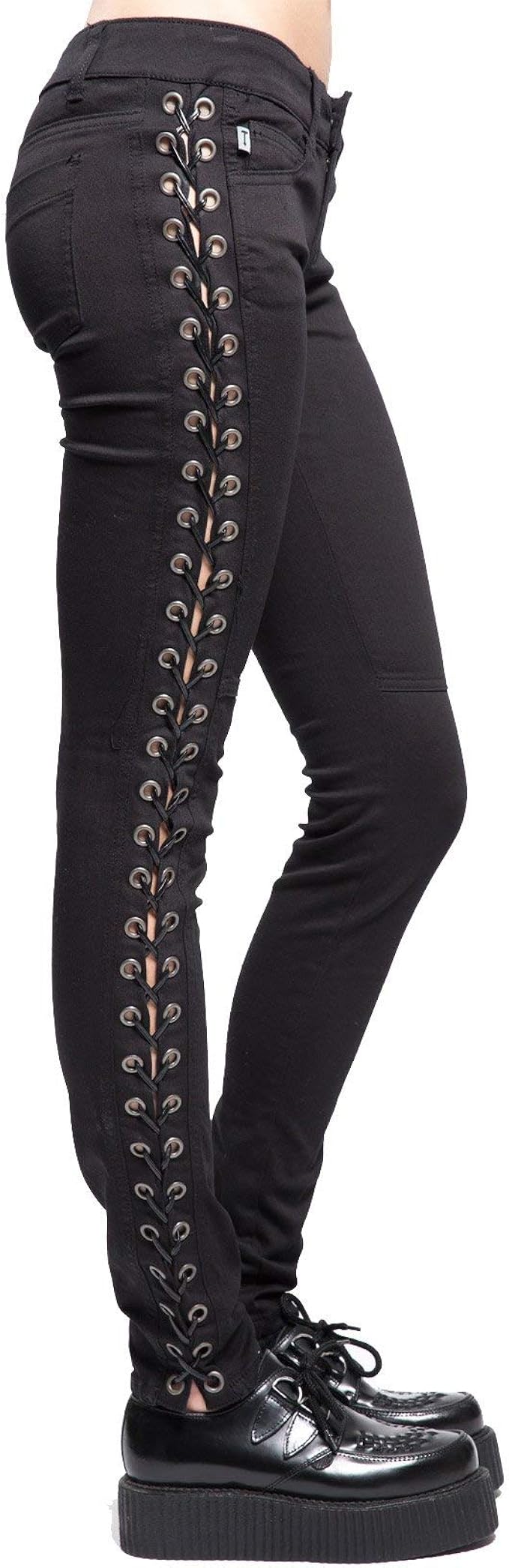 white side lace up jeans