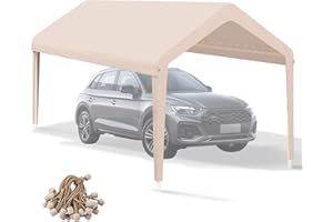 KAHLHAK Carport Canopy 10'x20' Heavy Duty Replacement Cover, Garage Shelter Cover 800D Oxford Waterproof & UV Protected Tarp with Ball Bungees, Not Include Frame, Beige