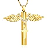 Oinsi Black Cross Urn Necklace For Ashes Of Loved Ones With Birthstone Always In My Heart Cremation Jewelry Keepsake Pendant Women Men