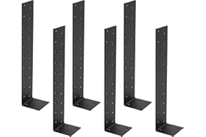 SYBDXJ 6 Pcs L Brackets for Shelves, Corner Brackets for Wood, Slotted Corner Braces, Metal Heavy Duty L Brackets for Wood Shelves Brackets with 24 Slotted for Wood Timber Joining, Black/7.87x1.57x1.57"