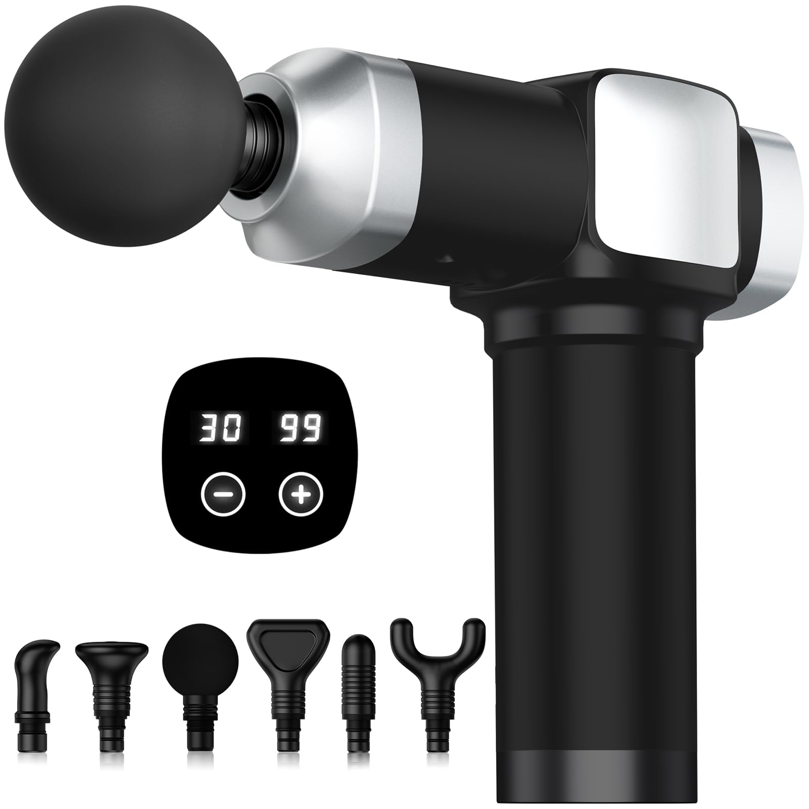 Photo 1 of CAMEFER Deep Tissue Massage Gun, Portable Percussion Electric Muscle Massager for Pain Relief, Handheld Massagers with 30 Speeds & 6 Attachments for Back and Neck, Gifts for Men Women