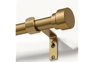 LOOTKELL Warm Gold Curtain Rods for Windows 72 to 144 Inches Adjustable Length Heavy Duty 1" Diameter Brass Window Curtain Rod with Solid Metal Finials for Outdoor Farmhouse Bedroom Kitchen Living Room