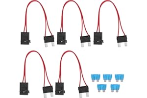 Car Fuse Holder Connector kadimendium mini Fuse Extension Red Wire Cable,5Pcs 20 Amp Inline Car Fuse Holder Connector Mini He