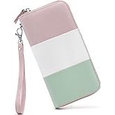 Moflycom Womens Wallet RFID Blocking Genuine Leather Multi Credit Card Large Capacity Zip Around Clutch Travel Purse Wristlet