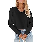 Tankaneo Womens V Neck Cropped T Shirts Casual Summer Crop Tops Half Sleeve Solid Color Crop Baisc Tees