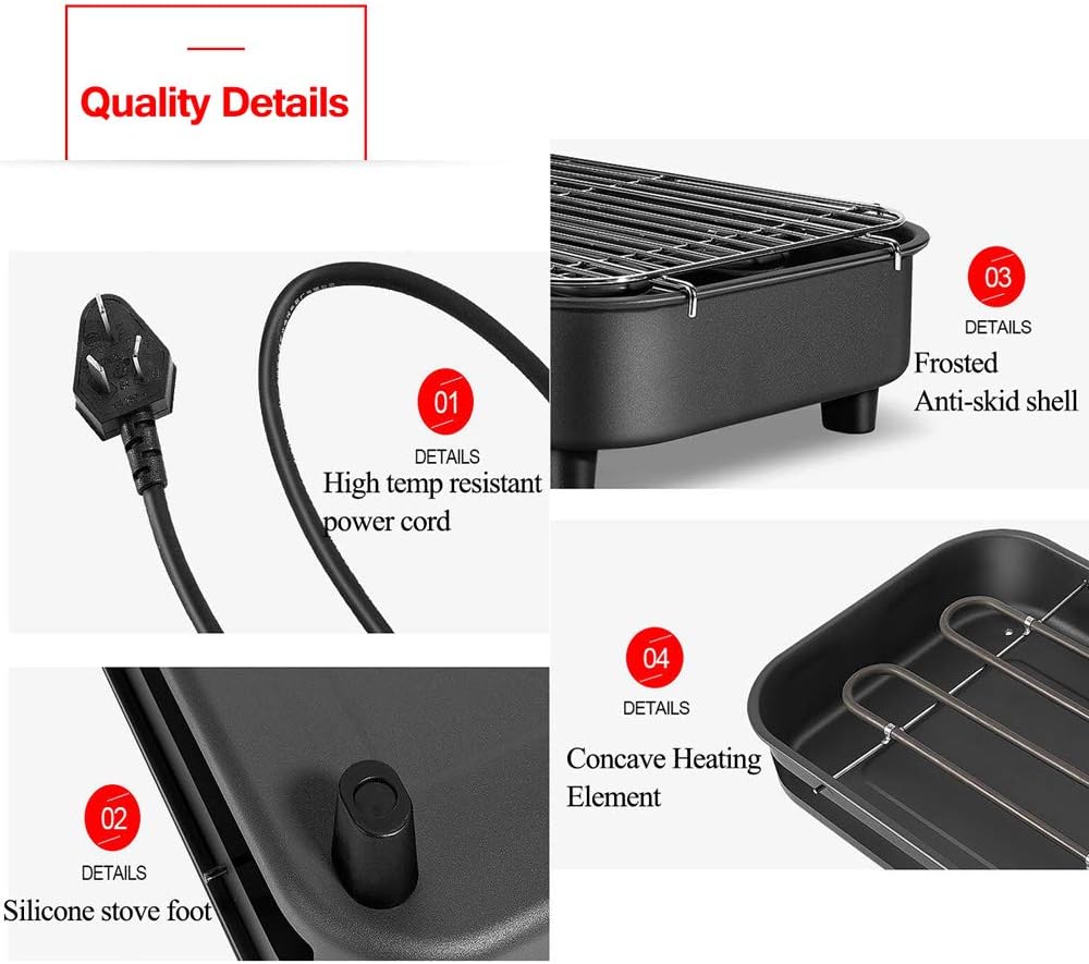 review Portable Barbecue Grill Electric Indoor Griddle Electric Smokeless, Big Grill Net 14
