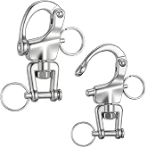 AOZUO 2 Pack Swivel Eye Snap Shackle, 316 Stainless Steel Clevis Swivel | Jaw Swivel Shackle Marine Grade Sailing Halyard Shackle Quick Release Snap Hook for Boat Rigging Industrial Lifting Climbing