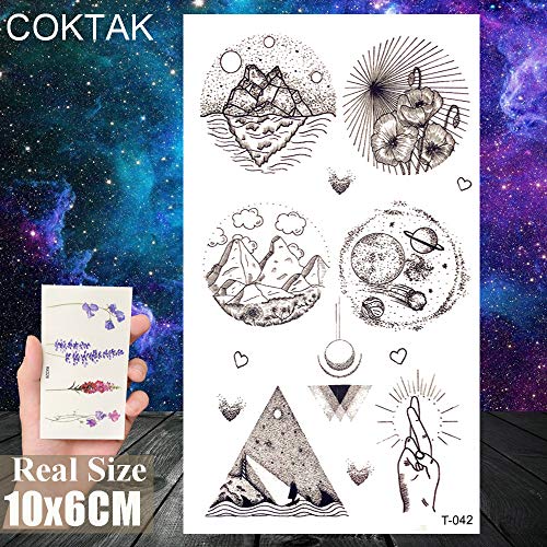 COKTAK 8 Pieces/Lot Funny Cartoon Children Temporary Tattoos For Kids Dog Paw Universe Star Moon Rocket Body Art Finger Arm Waterproof Fake Tattoo Stickers Face Decals Planets Women Tatoo Sheet Girls