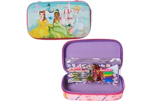 Innovative Designs Disney Princess Pencil Case Set with Stickers and Gel Pens for Kids, Molded with Zip Closure