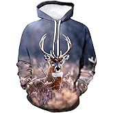 Benksrt Unisex Animal Printed Novelty Hoodies Deer Hoodie Sweatshirt Pullover