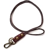 Aslana Genuine Leather Rope Necklace Lanyard for Key ID Badge Holder, Lobster Claw Clasp, Vintage Retro Style (1-Pack,19in Neck Lanyard, Rope Burgundy Leather)