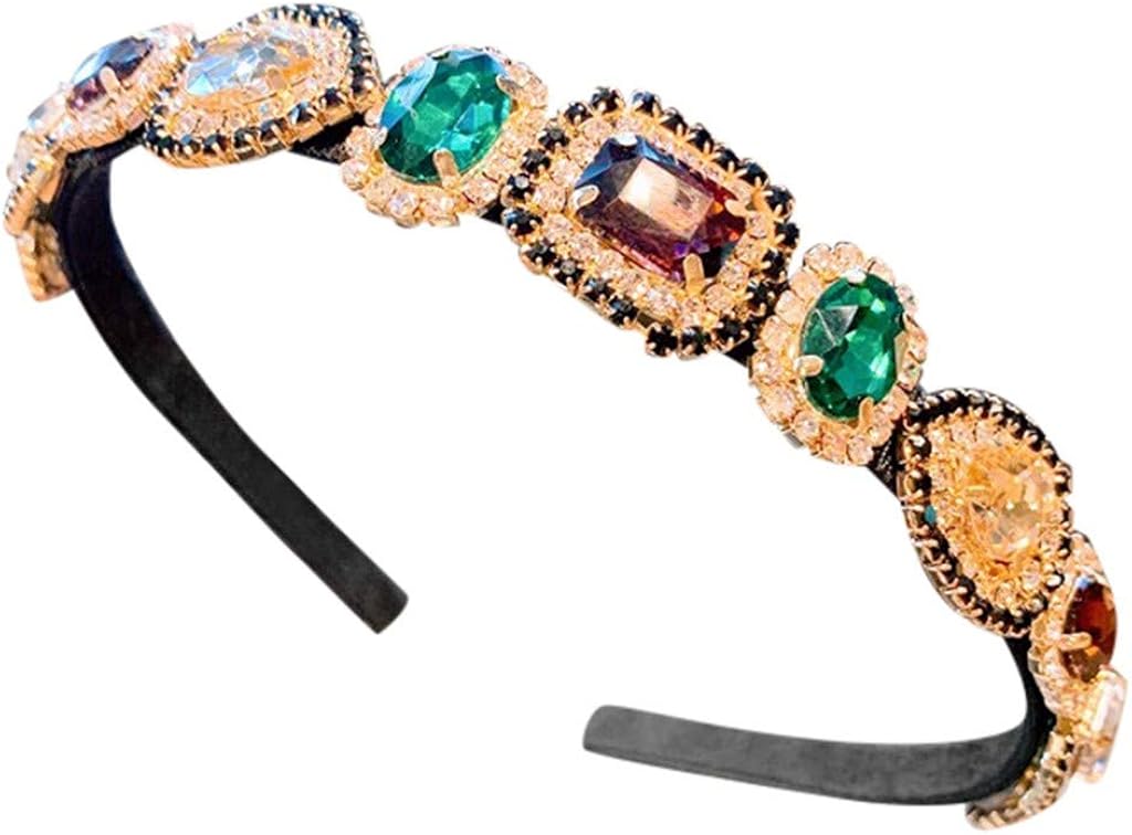 LARNOR Elegant Crystal Headband Jeweled Decorative Forehead