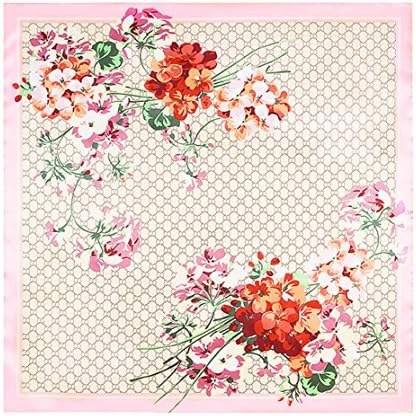 Fashion Silk Square Scarf Floral Print Scarves Shawl (Pink)