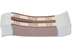 The Coin-Tainer Co. $5000 Currency Band, Brown, 1000 Count (405000), Brown/White