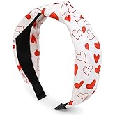 Huachi Valentine Headband for Women Valentine’s Day Knotted Headbands for Girls Heart Headband Top Knot Woman Head Band Hair Hoop Valentine’s Day Outfits Hair Accessories for Women