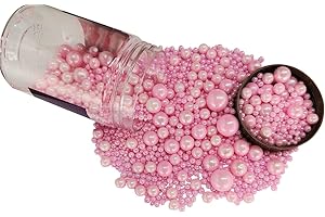 HOMANKIT Edible Pink Sugar Pearls Candy Sprinkles 120G/ 4.23Ounce Baking Cake Sprinkles Cupcake and Cake Topper Cookie Decorations Wedding Party Valentines Halloween Christmas Supplies
