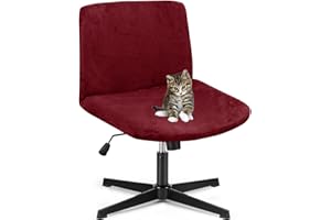 Deisy Dee Velvet Cross Legged Office Chair Covers - Upgrade Your Armless Wide Seat Computer Task Chair with Soft and Vibrant 