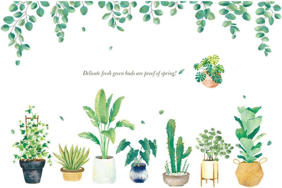 Dacitiery Wall Stickers, Forest Green Leaf Wall Sticker Background Living Room DIY Art Home Decoration (Potted plant 1)