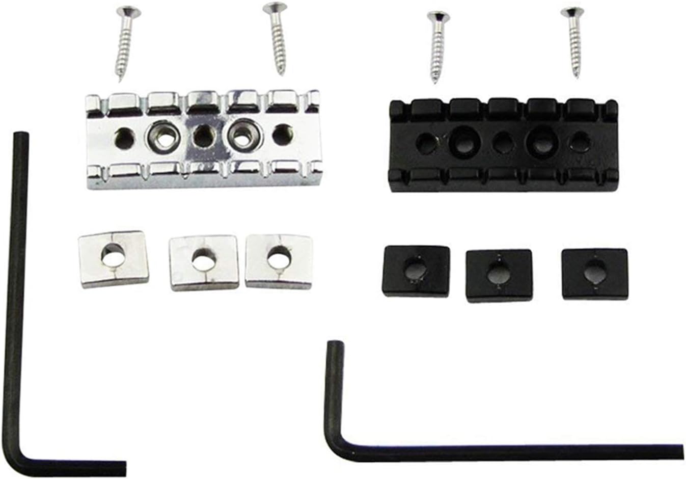 Moligh doll 2Set 42mm Guitar Metal String Lock Locking Nut for Electric Guitar Tremolo Double Lock System, Black & Chrome