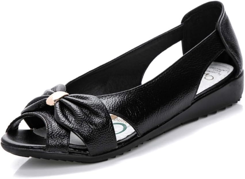 Amazon.com | Summer Leather Ladies Sandals Women Cow Leather Hollow Flat Bowknot Butterfly-Knot 