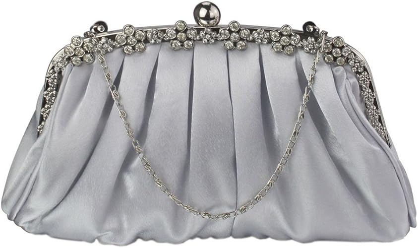 silver satin evening bag