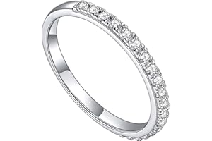 YODEWA Moissanite Wedding Band for Women Half Eternity 925 Sterling Silver 0.3ct DEF Color VVS Lab Created Moissanite Thin Real Moissanite Anniversary Engagement Bands Ring Size 4-11