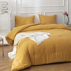 Cottonight Mustard Yellow Comforter Sets Full Dark