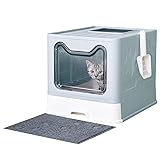 Medario Cat Litter Box with Litter Mat and