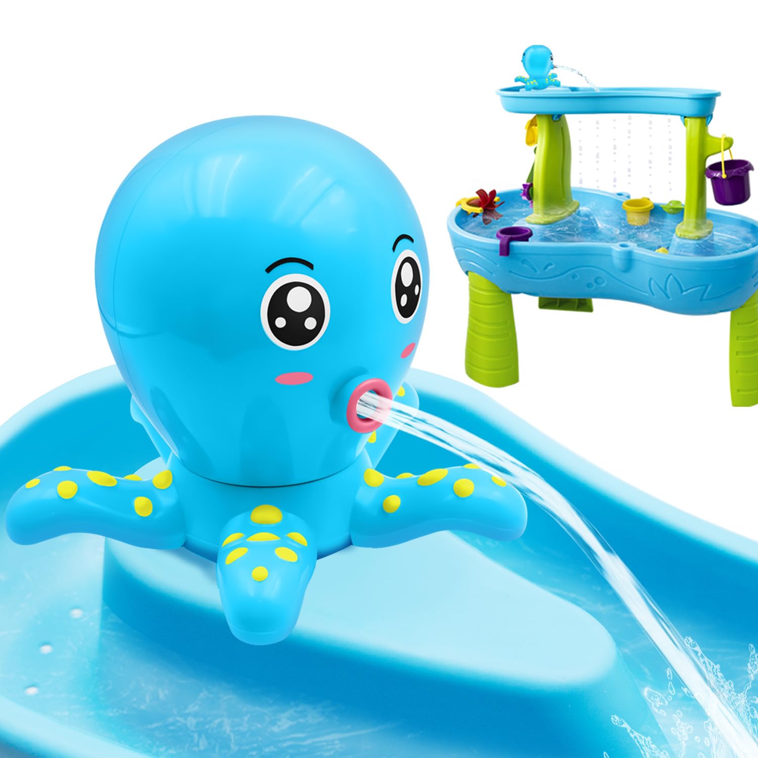 Infowush Water Table Pump, Octopus Battery Powered Water Pump for Water Table 3 Hours Non-Stop Fun Summer Outdoor Sand/Water Table Toys Outside Water Play Table Accessories for Toddlers Kids (Blue)
