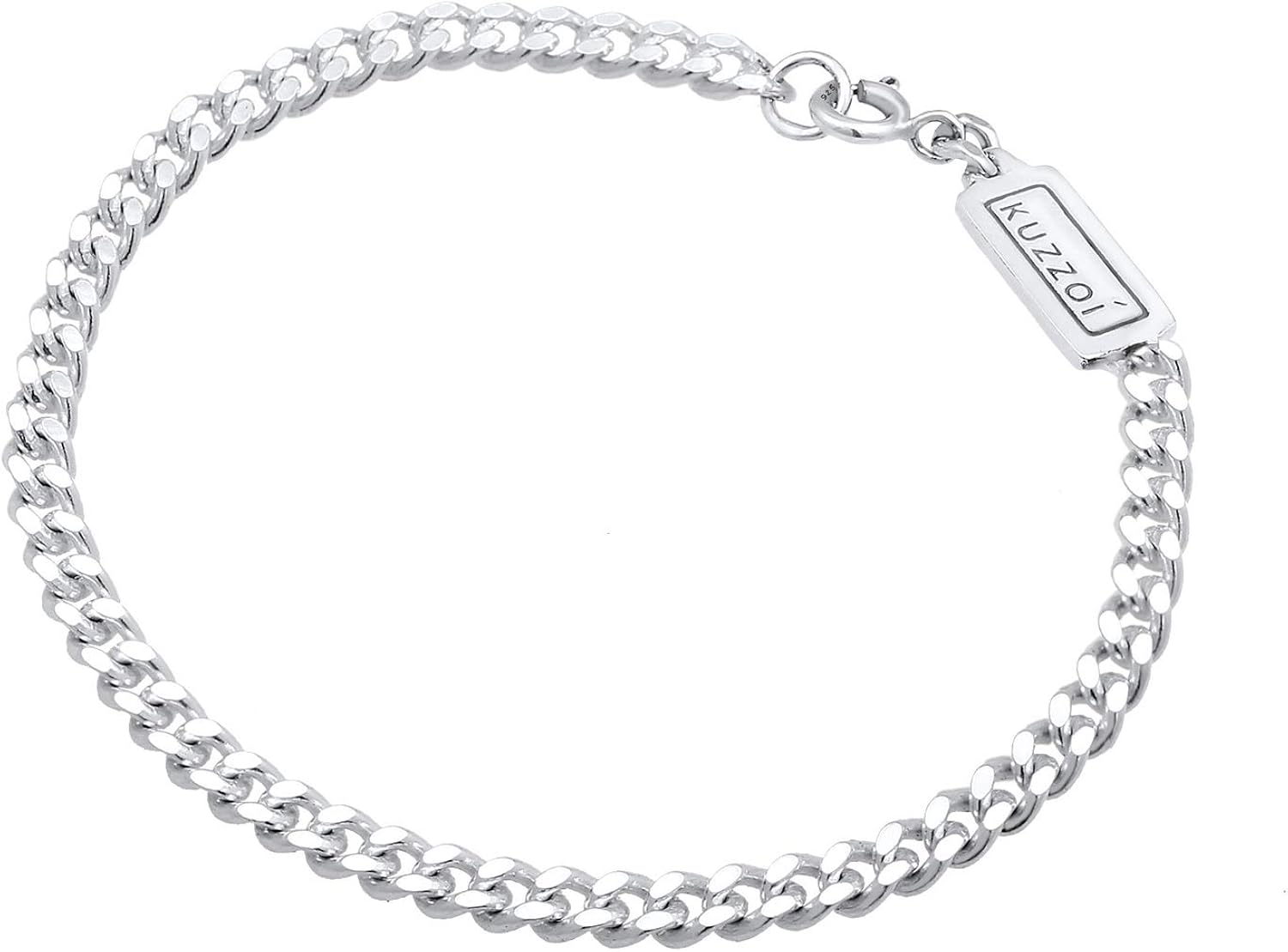 Kuzzoi Buddha Men's Sterling Silver Bracelet, Handmade with Spring Ring, 5 mm Wide, 10 g, 19 centimeters - Image 3