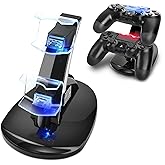 TNP PS4 Controller Charger - Dual Charging Station for PlayStation 4 Controller with LED Indicator and IC Protection - Fast Dual USB Dualshock 4 Charger Stand