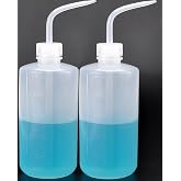 Valchoose 500ml White Squeeze Wash Bottles, Angled Nozzle, 2 Pack | Lightweight Flexible LDPE, with Measuring Lines, Leakproof Screw Cap, Spout Flowing Well, Precise Root Watering For Daily Use
